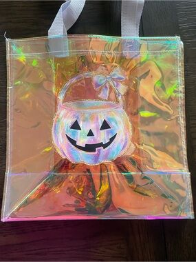 Holographic Pumpkin Trick-or-Treat Tote - Kids Halloween Bag